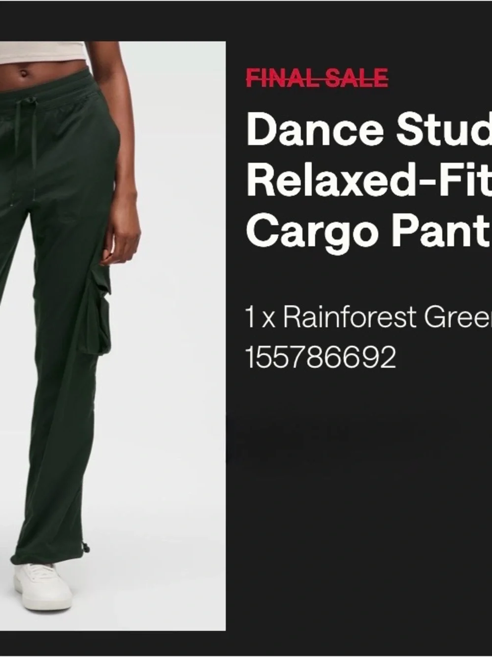 Lululemon Dance Studio Relaxed Fit Mid Rise Cargo Pant Legacy Green